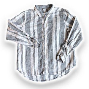 Orvis Black and White Stripped Button Up